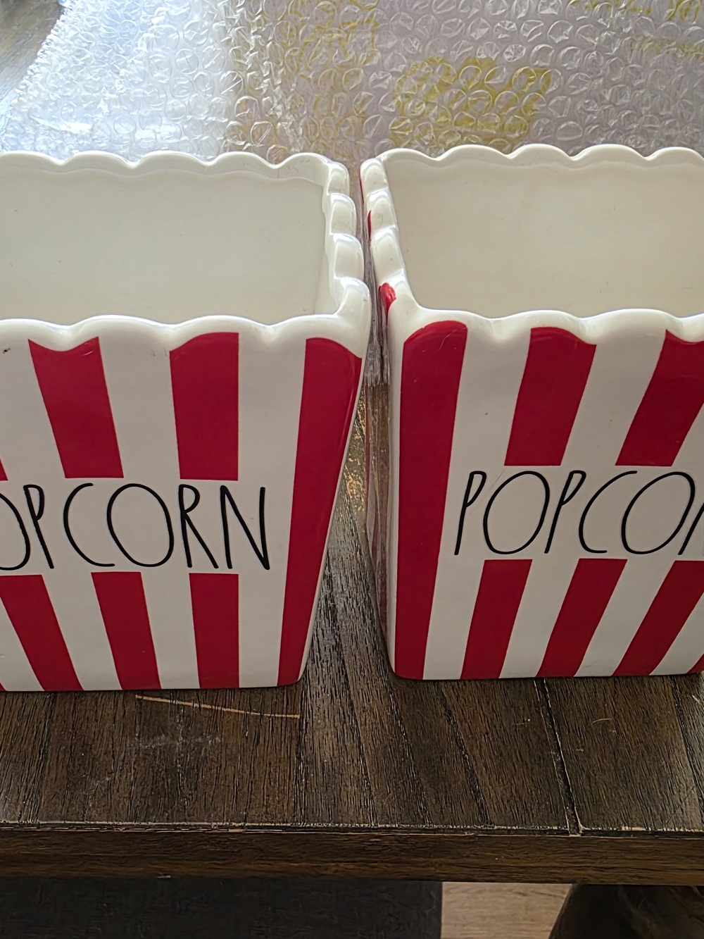 Popcorn Stripe Ceramic Kitchen Canisters - Red and White